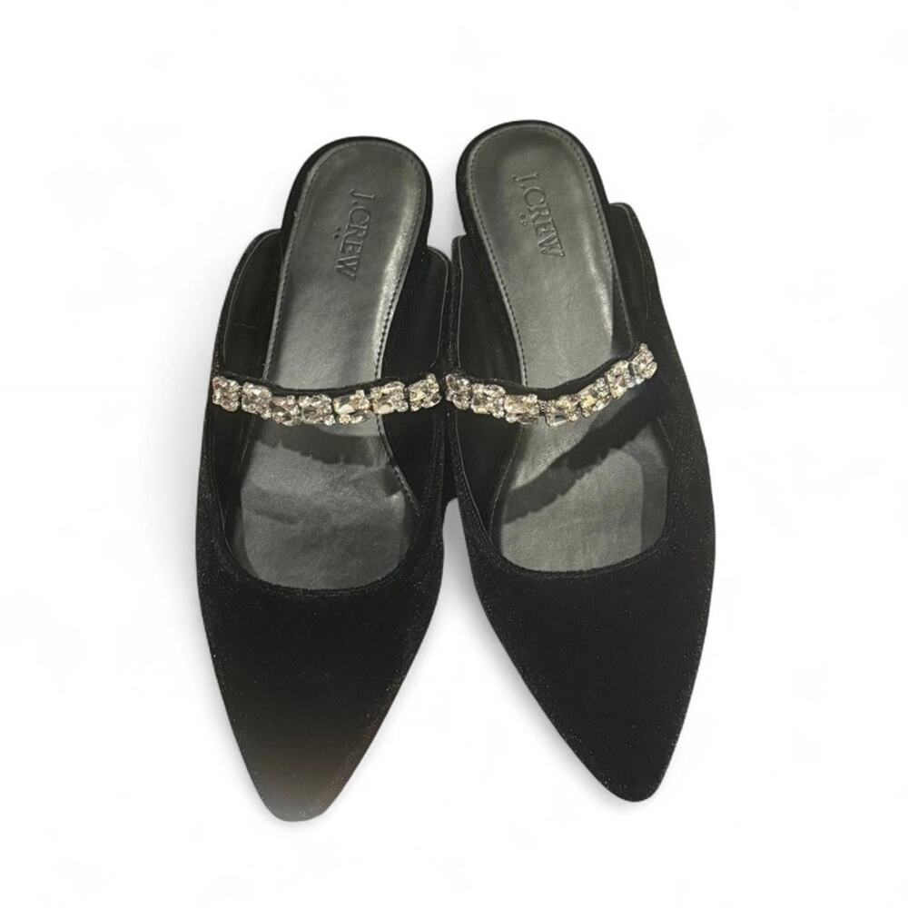 J.Crew Velvet Rhinestone Mules (sz 8)